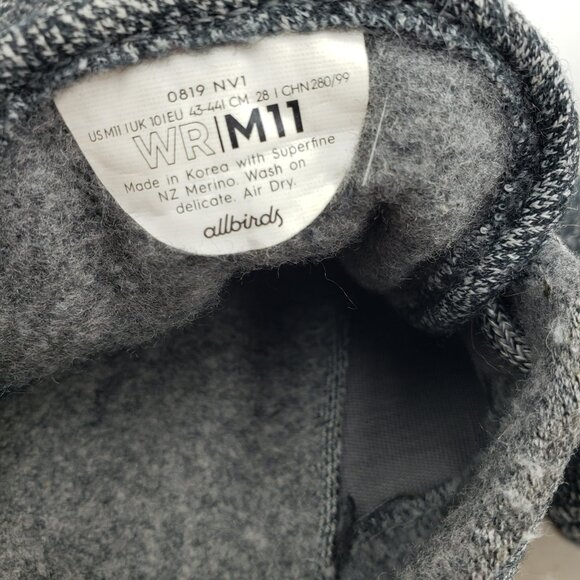 Allbirds Wool Runners Sneakers 11 Mens Athletic Lace Up Shoes Gray - Picture 8 of 12